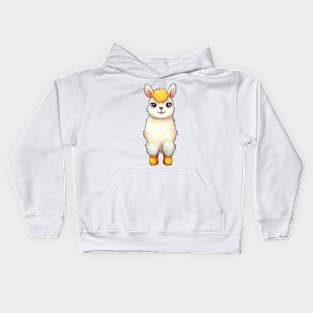 Cute Cartoon White and Golden Yellow Baby Llama Illustration Kids Hoodie